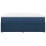 Cama box spring con colchón tela azul 180x200 cm