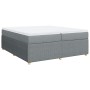 Cama box spring con colchón tela gris claro 200x200 cm