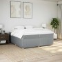 Cama box spring con colchón tela gris claro 200x200 cm