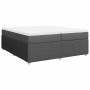 Cama box spring con colchón tela gris oscuro 200x200 cm