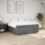 Cama box spring con colchón tela gris oscuro 200x200 cm