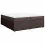 Cama box spring con colchón tela marrón oscuro 200x200 cm en Camas y somieres | Comprar online en Foro24
