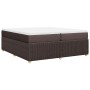 Cama box spring con colchón tela marrón oscuro 200x200 cm