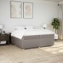 Cama box spring con colchón tela gris taupe 200x200 cm