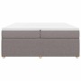 Cama box spring con colchón tela gris taupe 200x200 cm