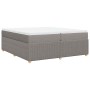 Cama box spring con colchón tela gris taupe 200x200 cm