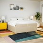 Cama box spring con colchón tela color crema 200x200 cm