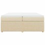Cama box spring con colchón tela color crema 200x200 cm