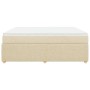 Cama box spring con colchón tela color crema 200x200 cm