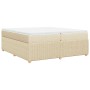 Cama box spring con colchón tela color crema 200x200 cm