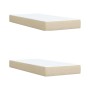 Cama box spring con colchón tela color crema 200x200 cm