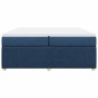 Cama box spring con colchón tela azul 200x200 cm