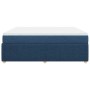 Cama box spring con colchón tela azul 200x200 cm