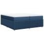 Cama box spring con colchón tela azul 200x200 cm