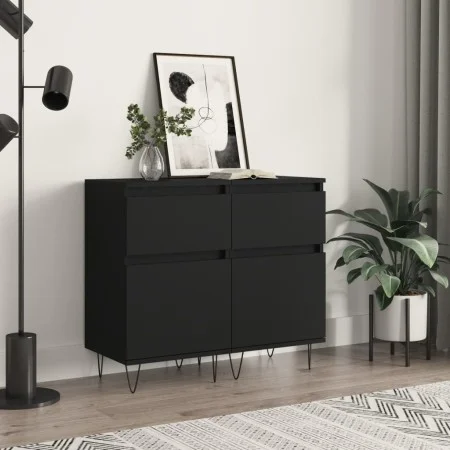 Sideboards 2 pcs black engineered wood 40x35x70 cm by vidaXL, Sideboards - Ref: Foro24-831151, Price: 90,81 €, Discount: %
