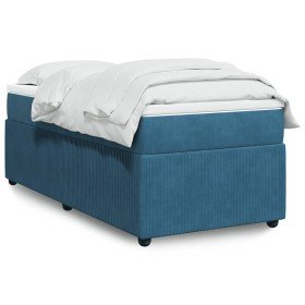 Cama box spring con colchón terciopelo azul oscuro 90x190 cm en Camas y somieres | Comprar online en Foro24