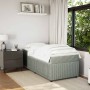 Cama box spring con colchón terciopelo gris claro 90x190 cm