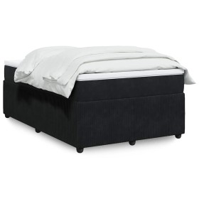 Cama box spring con colchón terciopelo negro 120x200 cm