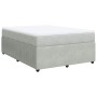 Cama box spring con colchón terciopelo gris claro 140x190 cm