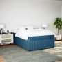 Cama box spring con colchón terciopelo azul oscuro 140x190 cm