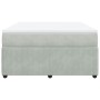 Cama box spring con colchón terciopelo gris claro 160x200 cm