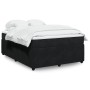 Cama box spring con colchón terciopelo negro 160x200 cm
