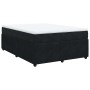 Cama box spring con colchón terciopelo negro 160x200 cm