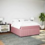 Cama box spring con colchón terciopelo rosa 160x200 cm