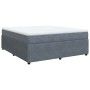 Cama box spring con colchón terciopelo gris oscuro 180x200 cm