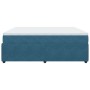 Cama box spring con colchón terciopelo azul oscuro 180x200 cm