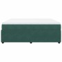 Cama box spring con colchón terciopelo verde oscuro 200x200 cm