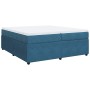 Cama box spring con colchón terciopelo azul oscuro 200x200 cm