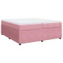 Cama box spring con colchón terciopelo rosa 200x200 cm