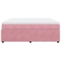 Cama box spring con colchón terciopelo rosa 200x200 cm