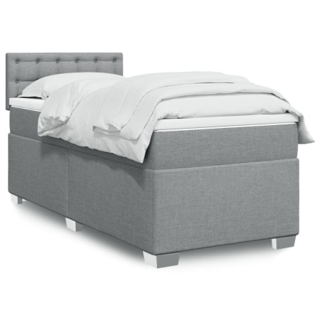 Cama box spring con colchón tela gris claro 80x200 cm en Camas y somieres | Comprar online en Foro24