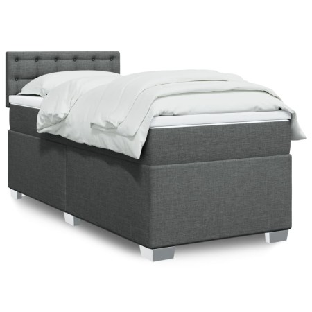 Cama box spring con colchón tela gris oscuro 80x200 cm en Camas y somieres | Comprar online en Foro24