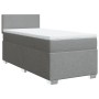 Cama box spring con colchón tela gris claro 90x190 cm