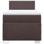 Cama box spring con colchón tela marrón oscuro 90x190 cm