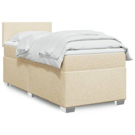 Cama box spring con colchón tela color crema 90x190 cm en Camas y somieres | Comprar online en Foro24