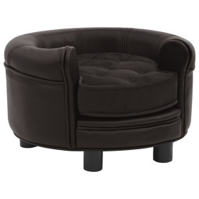 Hundesofa aus Plüsch und braunem Kunstleder, 48 x 48 x 32 cm von vidaXL, Betten für Hunde - Ref: Foro24-170958, Preis: 81,83 ...