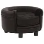 Plush and brown synthetic leather dog sofa 48x48x32 cm by vidaXL, Beds for dogs - Ref: Foro24-170958, Price: 80,66 €, Discoun...