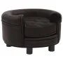 Plush and brown synthetic leather dog sofa 48x48x32 cm by vidaXL, Beds for dogs - Ref: Foro24-170958, Price: 80,66 €, Discoun...