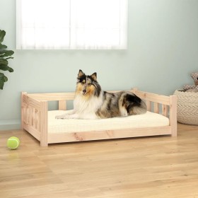 Cama para perros madera maciza de pino 95,5x65,5x28 cm