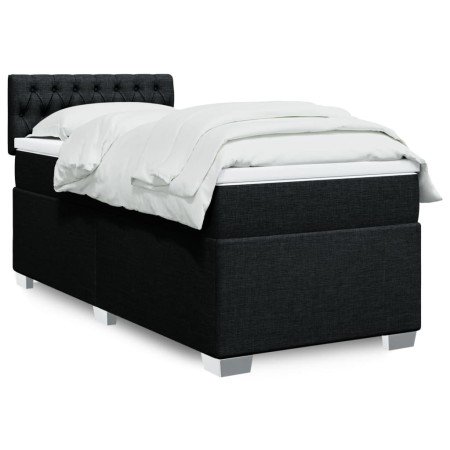 Cama box spring con colchón tela negro 90x190 cm en Camas y somieres | Comprar online en Foro24