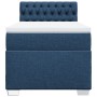 Cama box spring con colchón tela azul 90x190 cm