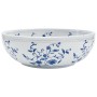 Lavabo sobre encimera redondo cerámica blanco y azul Φ41x14 cm
