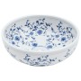 Lavabo sobre encimera redondo cerámica blanco y azul Φ41x14 cm