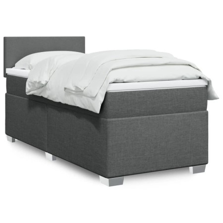 Cama box spring con colchón tela gris oscuro 90x200 cm en Camas y somieres | Comprar online en Foro24