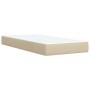 Cama box spring con colchón tela color crema 90x200 cm