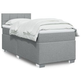 Cama box spring con colchón tela gris claro 90x200 cm en Camas y somieres | Comprar online en Foro24